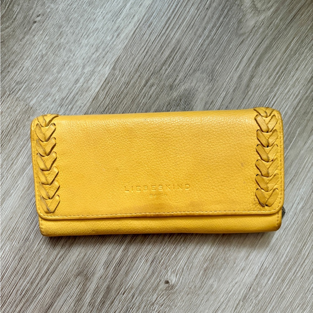 Liebeskind Yellow Braided Leather Wallet